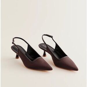 Reformation Walker Slingback Heels in Espresso Satin